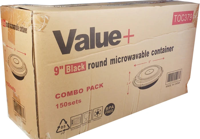 Value+ - 9" Round White Plastic Container - Eagle Global Solution