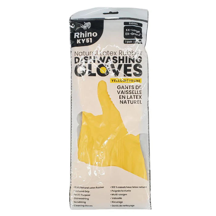 Rhino - KY51 - Yellow Latex Dishwashing Gloves - X-Large - 5100XL - Eagle Global Solution
