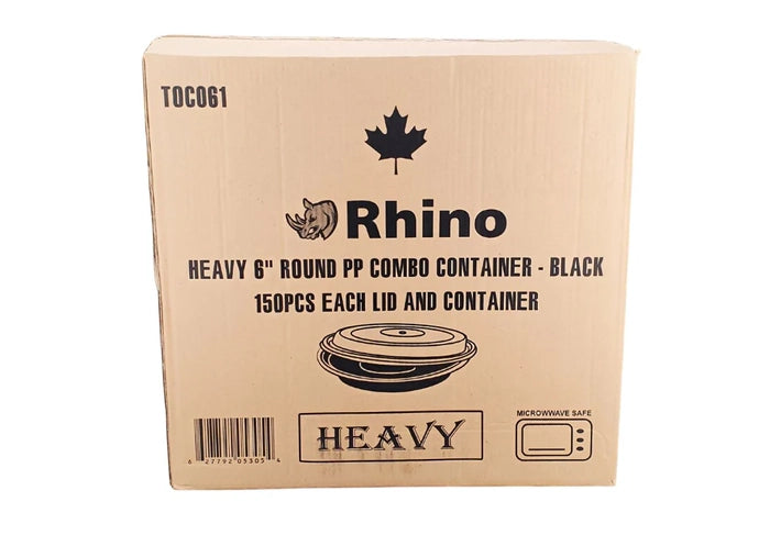 Rhino - Heavy 6" Round PP Combo Container - Black - Eagle Global Solution