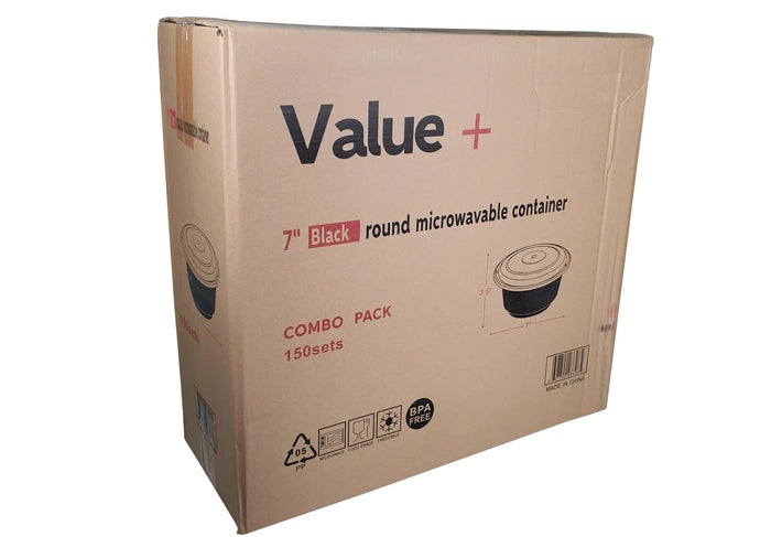 Rhino - Heavy 28oz Rectangular Combo Container - Black - Eagle Global Solution